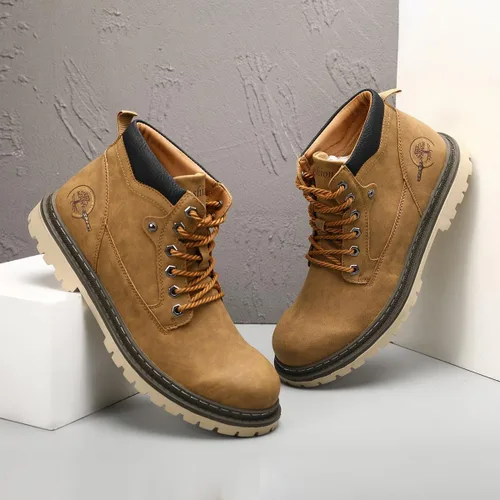 Miniatura 7 de Shaire Botas Chukka de cuero para hombre Botines con cordones para hombre Botas cómodas casuales