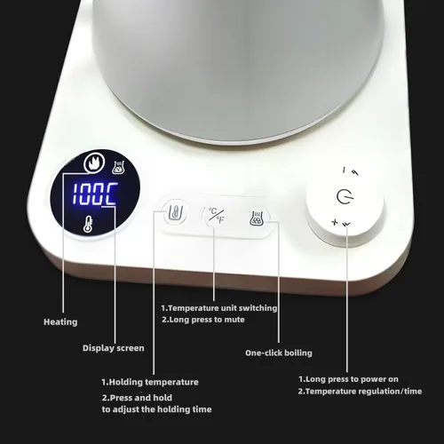 Miniatura 5 de Hervidores eléctricos, hervidor eléctrico de cuello de cisne, control de temperatura de ± 1 ℉, interior de acero inoxidable, calentamiento rápido