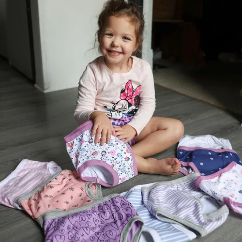 Miniatura 3 de BIG ELEPHANT Ropa interior de entrenamiento para ir al baño, 100% algodón, absorbente, unisex, pantalones para niños y niñas Serie Floral