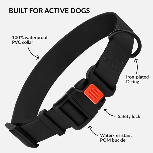 Miniatura 2 de CollarDirect Collar de Perro Impermeable – Silicona, Collar de Plástico, Resistente a Olores, Fácil de Limpiar, para Perros Grandes, Medianos y Negro