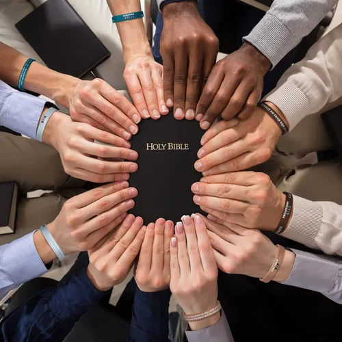 Miniatura 5 de Sinmoe 32 pulseras religiosas de silicona a granel con versículos de la Biblia, Morandi, pulsera de goma cristiana inspiradora para mujeres
