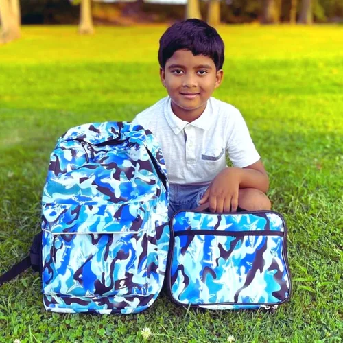 Miniatura 4 de Fenrici - Mochila para niñas, niños y adolescentes, mochila reciclada para laptop, de 16 x 13.5 pulgadas, L, Impresión de tiburón azul.