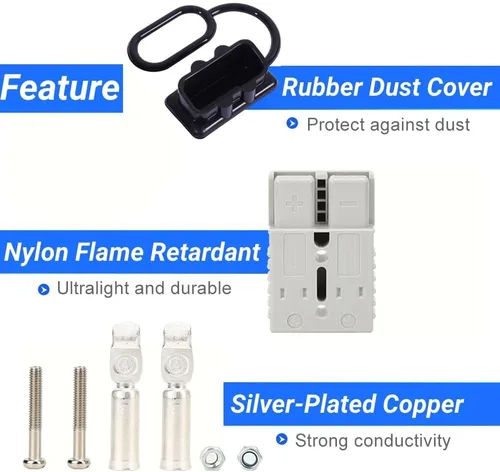 Miniatura 2 de Batería de 175 A CC 600 V Conector de alimentación Conector de enchufe de cable de puente Funda de batería Cubierta de sombrero de polvo Mango