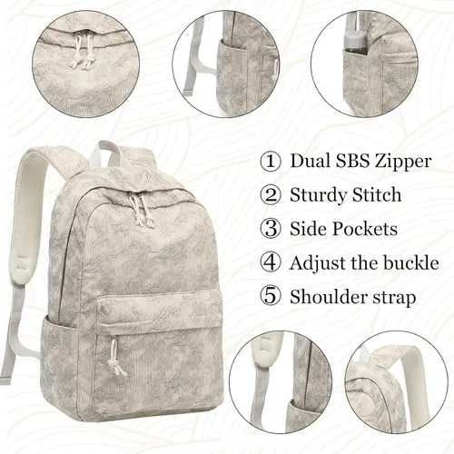 Miniatura 43 de LOIDOU Mochila para adolescentes y niñas, mochila escolar con lonchera y estuche para lápices, juego de bolsas escolares 3 en 1
