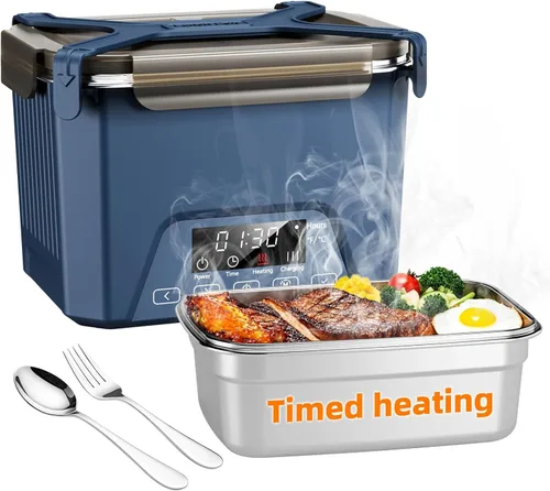 Miniatura 9 de Fiambrera eléctrica inalámbrica para adultos, lonchera calentada con batería de 20000 mAh con calentamiento automático, calentador de alimentos