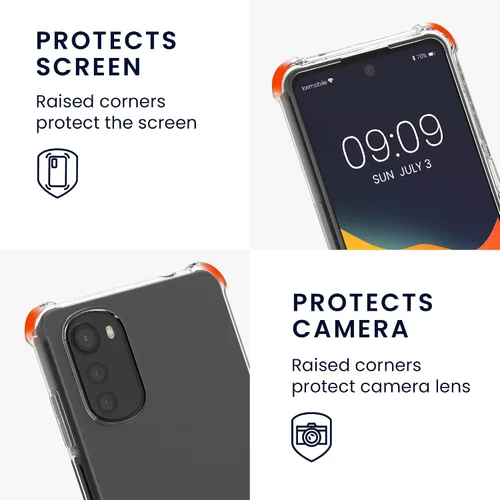 Miniatura 3 de kwmobile Funda cruzada compatible con Motorola Moto E32/Moto E32s - Funda transparente de TPU con correa de cordón - Negro/Transparente