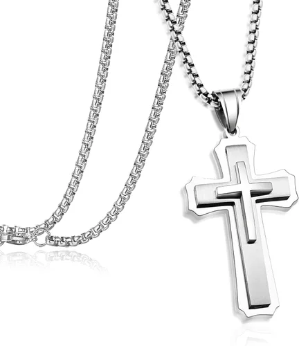 Cross necklace for men Christian gifts for women,silver necklaces for teen girls chain mens religious essentials fear of god jewelry men's stainless