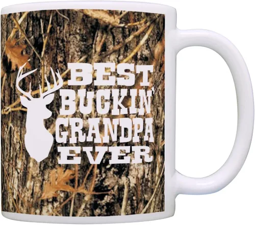 ThisWear Grandpa Gifts Hunting Camo Best Buckin' Grandpa Ever Gift Taza de café de cerámica de 11 oz con asa