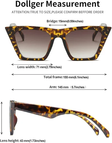 Miniatura 3 de Gafas de sol cuadradas ojo de gato para mujer gafas de sol clásicas de cato oversize para mujeres