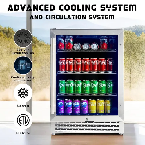 Miniatura 7 de Albott Refrigerador de bebidas - Refrigerador de 24 pulgadas con puerta de vidrio, estantes ajustables y panel táctil LED, diseño bajo mostrador