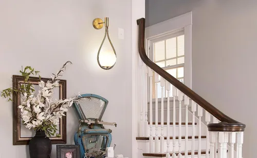 Miniatura 7 de Paquete de apliques de pared/luces de pared, no cableadas de latón dorado, lámparas de pared de globo de vidrio blanco, lámpara inalámbrica