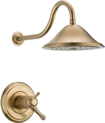Delta Faucet - Cassidy Serie 17T Juego de ducha de doble función, regadera con tecnología Touch Clean de un solo chorro (no incluye válvula), bronce