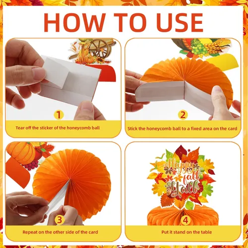 Miniatura 4 de 9 piezas de decoración de centro de mesa de otoño, decoración de mesa para fiesta de otoño, centro de mesa de Acción de Gracias, centro de mesa