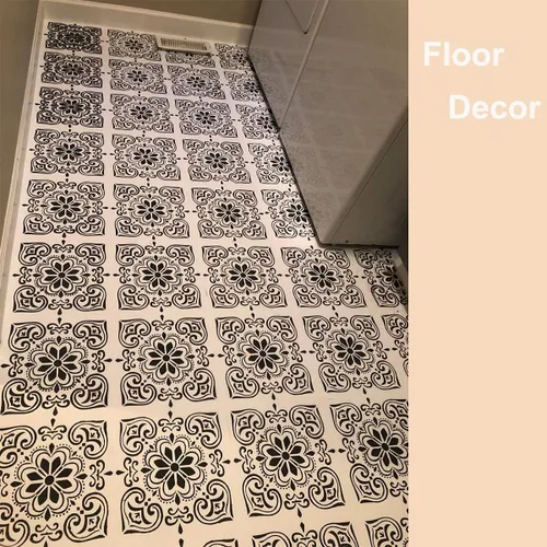 Miniatura 5 de 3 plantillas de azulejos de 12 x 12 pulgadas – Plantillas grandes de pintura para muebles de pared de piso, tela de madera, plantillas de mandala