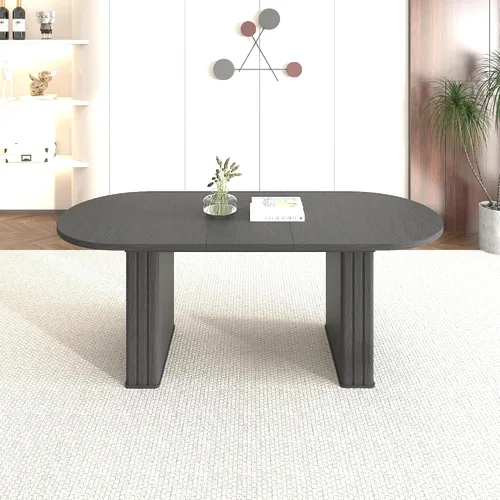 Miniatura 11 de Mesa de comedor extensible de 62.99 a 78.7 pulgadas para 6, 8 y 10, moderna mesa expandible de cocina de madera de granja, mesas de conferencias