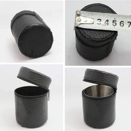 Miniatura 7 de 4 vasos de chupito de acero inoxidable de 1.0 fl oz (1 onza), vaso de chupito con una funda de transporte de piel sintética negra, para acampar al