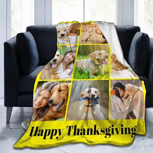 Miniatura 15 de HooSo Manta Personalizada para Cama con Fotos y Texto, Mantas Personalizadas con Collage de Fotos para Regalo de Cumpleaños Familiar y Boda, Collage