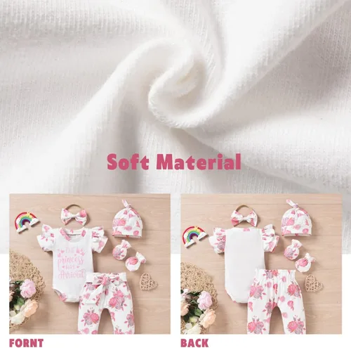 Miniatura 4 de Aalizzwell Traje de verano de 5 piezas para bebé niña