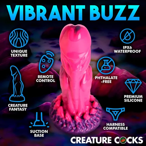 Miniatura 5 de CREATURE COCKS Xenox - Consolador vibratorio de silicona con control remoto para hombres, mujeres y parejas. Consolador de fantasía, texturas