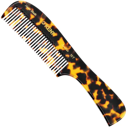 Kent 10T TY Peine grande desanudante, peine de dientes anchos hecho a mano para cabello rizado y grueso, peines desanudantes para cabello húmedo y