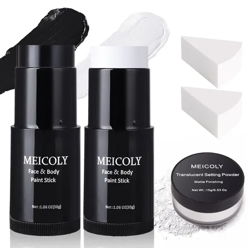 Miniatura 12 de MEICOLY Barra de Pintura Facial y Corporal Naranja (29.99 g), Crema para Cara de Halloween, Efectos Especiales SFX de Calabaza y Tigre, Negro
