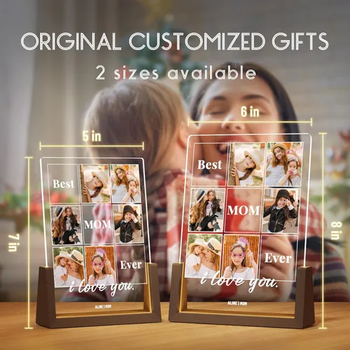 Miniatura 6 de LUCKOR Placa Decorativa Foto Personalizada para Mamá, Regalo del Día de la Madre de Hija, Hijo, Niños, Personalizada para Esposa de Esposo, La Mejor