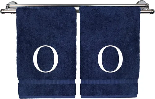 Miniatura 142 de Toalla de mano monogramada, regalo personalizado, juego de 2 - Toalla bordada con letra de bloque dorada - Extra absorbente 100% algodón turco