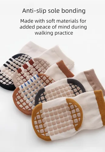 Miniatura 6 de Calcetines para bebé, antideslizantes, mezcla de algodón, elásticos, unisex para niños y niñas, de 0 a 5 años (paquete de 2 pares)