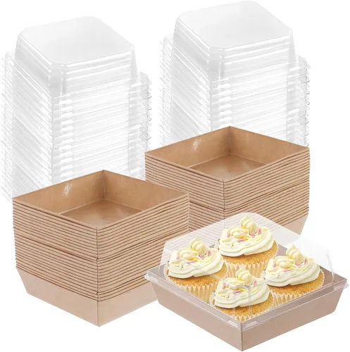 Paquete de 100 cajas de charcutería con tapas transparentes, recipientes cuadrados desechables de 5.5 x 4.9 x 2.4 pulgadas, cajas de postre, cajas