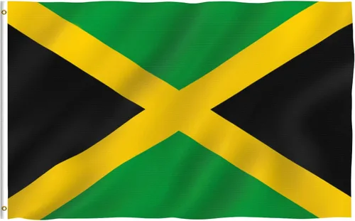 Anley Fly Breeze - Bandera de Jamaica de 3 x 5 pies, color vivo y a prueba de decoloración, cabecera de lona y doble costura, banderas nacionales de