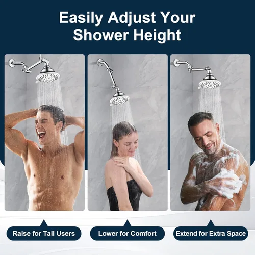 Miniatura 4 de BRIGHT SHOWERS Extensor de brazo de ducha de latón para lluvia y cabezal de ducha de mano, brazo de extensión universal de 5 pulgadas, altura y Cromo