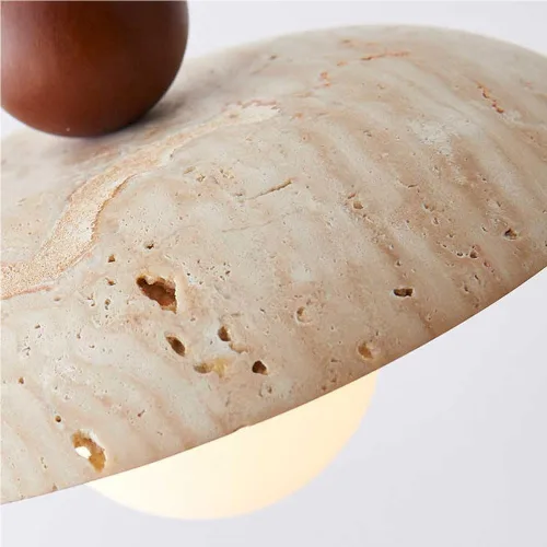 Miniatura 7 de White Globe Glass Pendant Light Nordic Kitchen Island Hanging Lamp Japanese Wabi-Sabi Yellow Travertine Chandelier for Dining Room Bar Counter