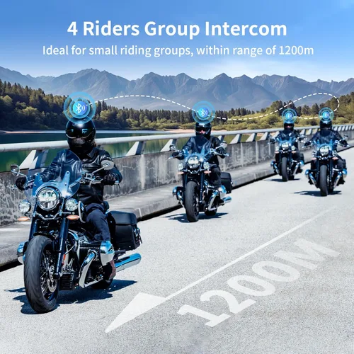 Miniatura 2 de Fodsports FX4 Pro - Auriculares Bluetooth para motocicleta, intercomunicador de motocicleta para 4 riders, sistema de comunicación de casco