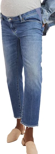 HATCH Jeans de maternidad estilo boyfriend, jeans de embarazo de pierna recta con puños desgastados, cintura expandible debajo del vientre