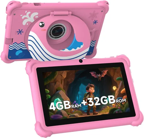 Miniatura 8 de Tablet infantil de 7 pulgadas para niños pequeños, Android 12, 4 GB de RAM, 32 GB de ROM, WiFi, Bluetooth, pantalla IPS de protección ocular segura
