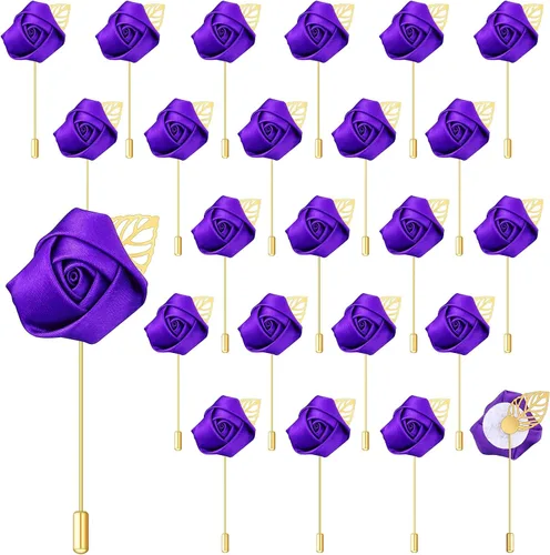 Miniatura 9 de Zeyune 24 piezas de bolsillo para ojales de boda Boutonniere Rose Boutonniere para hombres, bodas y fiestas de graduación (azul)