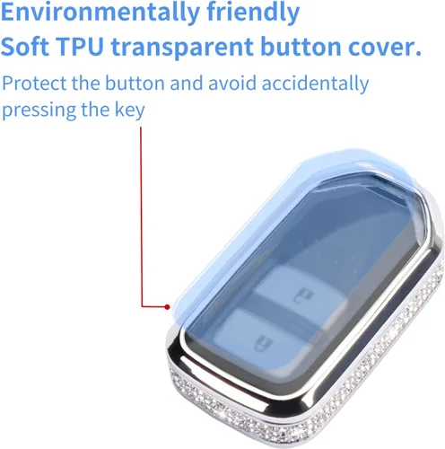Miniatura 4 de Compatible con funda para llavero Honda con llavero, funda de repuesto para llavero de automóvil con diamantes de imitación, carcasa negra