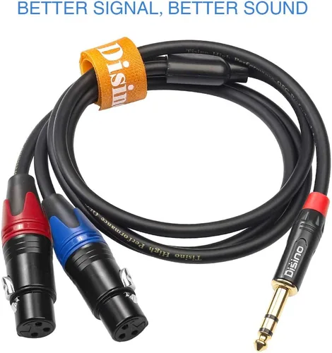 Miniatura 5 de Cable divisor XLR hembra dual a conector TRS macho estéreo de 1/4 pulg. (6,35 mm) Y, cable de conexión desequilibrado de adaptador XLR hembra a