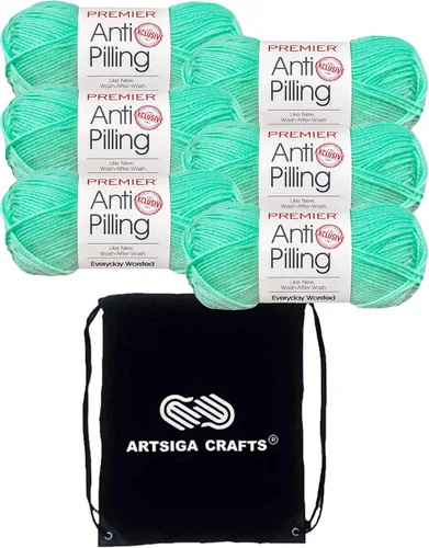 Miniatura 55 de Premier Yarns Everyday Anti-Pelusa Hilo Sólido Verde Pino DN100-8 (6-Madejas - Mismo Lote de Tinta) #4 Peso Estambre Acrílico para Tejer