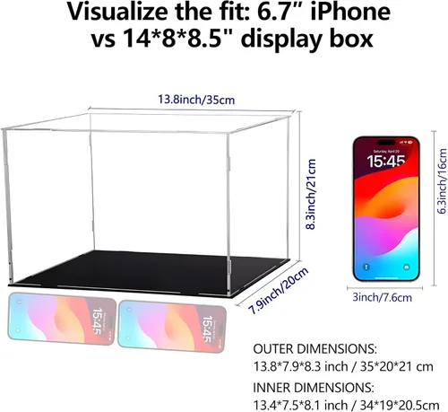 Miniatura 2 de Evron Vitrina para coleccionables, caja de acrílico transparente, estuche de vidrio alternativo para exhibir figuras de acción, almacenamiento