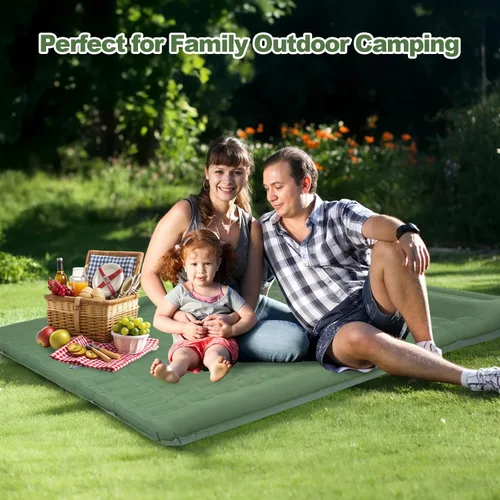 Miniatura 9 de CAMULAND Colchoneta de dormir doble para campamento, 4.7 pulgadas, ultra gruesa, autoinflable, para 2 personas, con bomba de pie de almohada