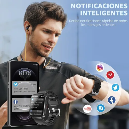 Miniatura 2 de DUREXO Reloj inteligente, reloj inteligente para hombre de fitness impermeable 5ATM, reloj de fitness con pantalla táctil de 1.69 pulgadas, reloj