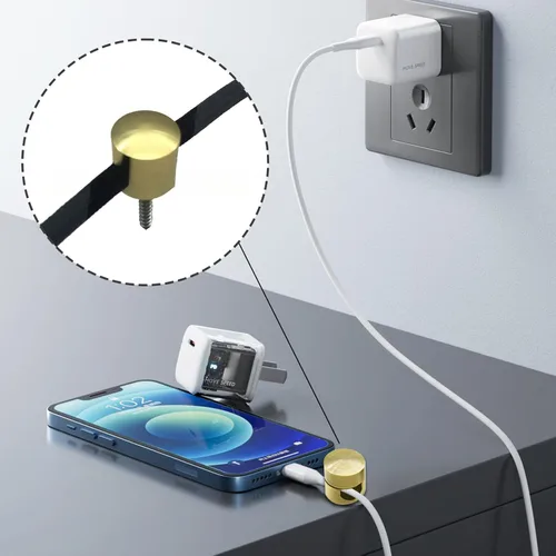 Miniatura 6 de 6 clips de gestión de cables, soporte de cable de aluminio, soporte de cable para cables de araña de fijación, dorado