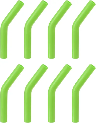 uxcell 8 puntas de popote de silicona, punta de codos de paja de silicona, fundas de paja de metal suaves y reutilizables para popotes de acero Verde