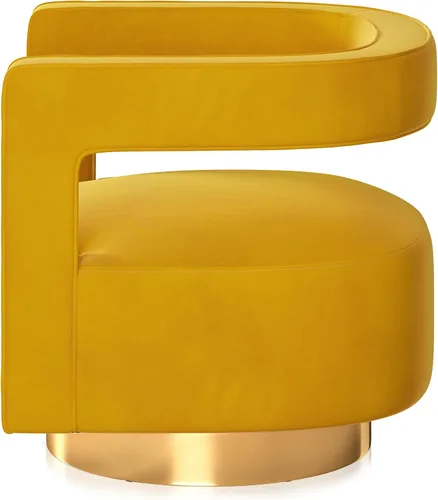 Miniatura 8 de BELLEZE Silla de Acento Giratoria Tipo Barril, Silla Redonda Moderna Tapizada con Brazos Cómoda de Terciopelo con Respaldo Curvado con Base Dorada