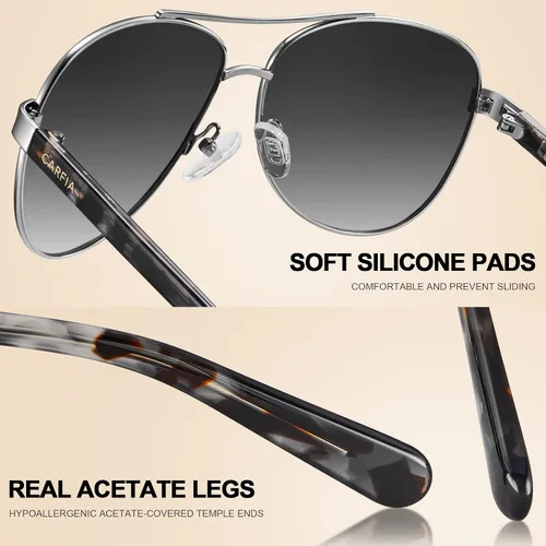 Miniatura 69 de CARFIA Gafas de sol polarizadas para mujer, protección UV, brazos de acetato, marco de metal, sombras para mujer, CA3216