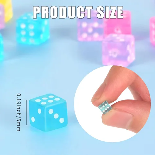 Miniatura 2 de Juego de 100 dados pequeños de 0.197 in con 1 bolsa de terciopelo, juego de dados de 6 caras para fiestas nocturnas de casino y aprendizaje temprano