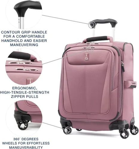 Miniatura 72 de Travelpro Maxlite 5 - Juego de 2 piezas de equipaje de mano de tela, expandibles con 4 ruedas giratorias, bolso blando para debajo del asiento, Negro
