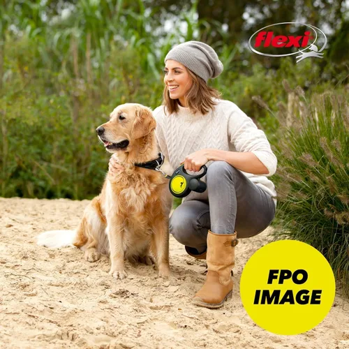 Miniatura 8 de FLEXI Correa Retráctil Giant Tape para Perros Medianos de Hasta 55 libras – 26 pies, Negro Correa para Caminar Mascotas Sin Enredos con Freno