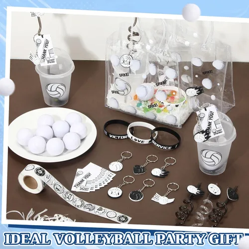 Miniatura 5 de Yungyan 87 piezas de regalos de fiesta de voleibol, 12 juegos de suministros de fiesta de cumpleaños deportivos, bolsas de regalo, incluyendo bolsa